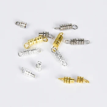 

20Pcs/Lot Gold Silver Color Cylinder Fasteners Buckle Closed Screw Clasp Connectors For Diy Necklace Bracelet Making Findings