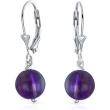  Round Bead Ball Drop Dangle Earrings For Women Teen Leverback Birthstones More Colors 