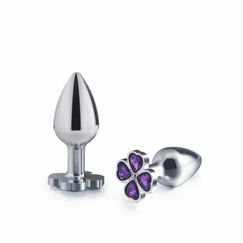 Small medium large set huge four leaf cover Metal Anal plug jewelry butt beads dildo insert BDSM vaginal Sex toy for men women 4