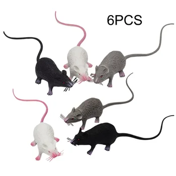 

6pcs/set Halloween Funny Mouse Toy Mice Rubber Mouse Rats Figurines Realistic Toy Scary Joke Plastic Craft Funny Gifts