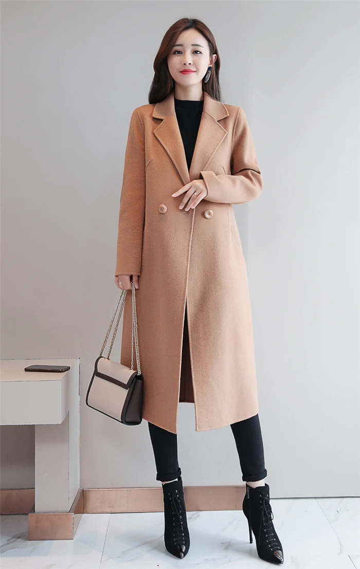 HANZANGL осень и зима плюс размер Женское шерстяное пальто куртка толстый мм отложной воротник средней длины шерстяное пальто Верхняя одежда S~ 3XL