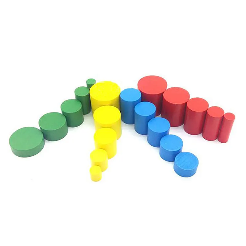 Монтессори материалы сенсорные цилиндрические блоки с цветными цилиндрами Деревянные Монтессори Образовательные дошкольного обучения L366F