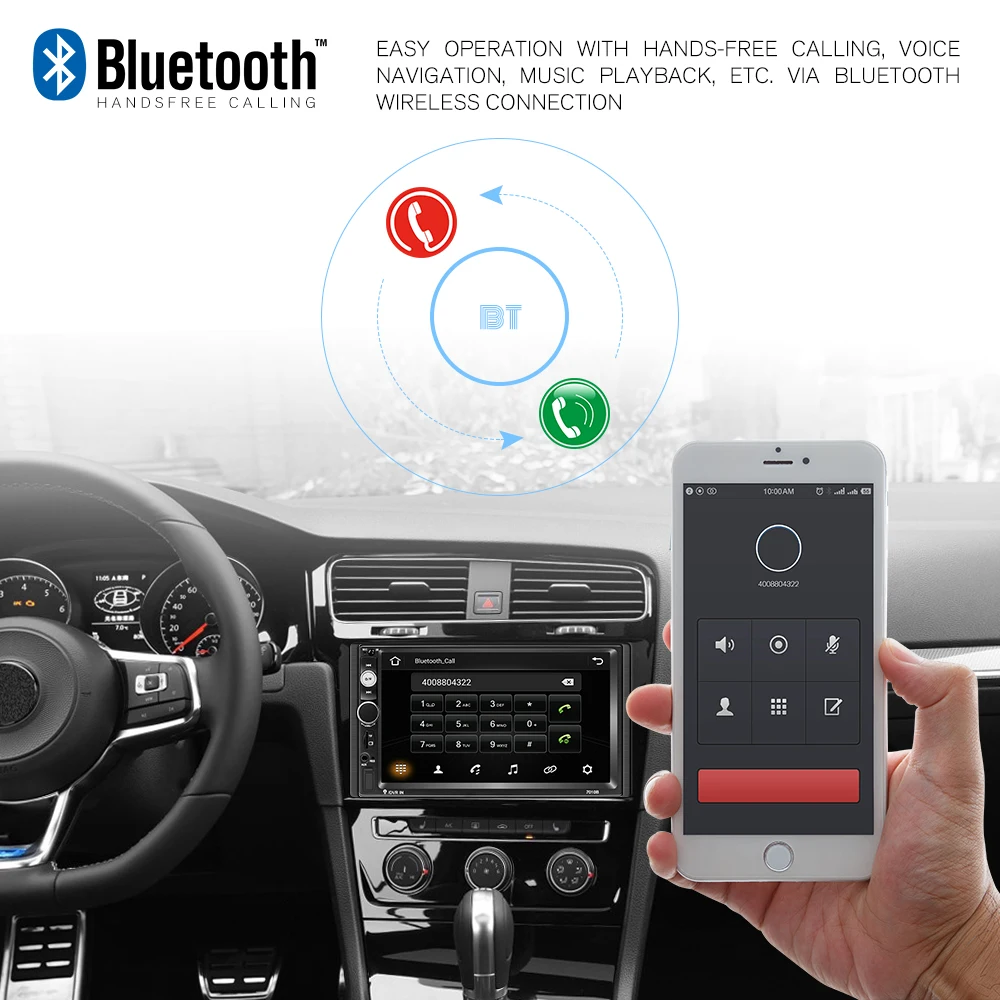  Podofo 2 din Car Stereo Radio Android 8.1 with Bluetooth WIFI GPS FM Radio receiver support IOS/And