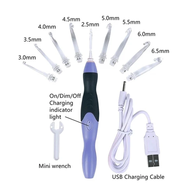 Светодиодный набор крючков для вязания крючком 9 в 1 USB Rehargeable светильник иглы ручного плетения швейные инструменты TP899
