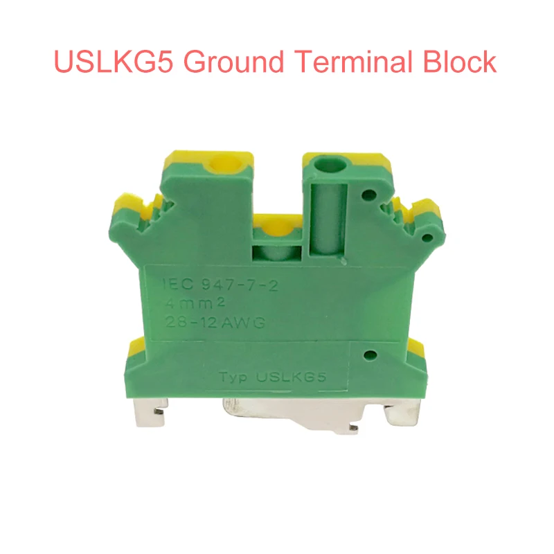 Fielect 10 Pcs USLKG5 0.24mm2 DIN Rail Mount Grounding Terminal Block