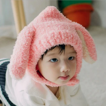 

1Pcs New Soft Hat Children Winter Caps Flexible Rabbit Ear Hat Infant Children Hats Warm Baby Beanie For Boys Girls 4 Choices