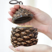 

Resin Pinecone Shaped Portable Toothpick Case with Lid Household Cotton Swab Storage Box