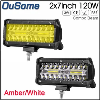 

Amber white Offroad Car 4WD Truck Tractor Boat Trailer 4x4 LED Light Bar LED Work Light 7 inch 120W waterproof