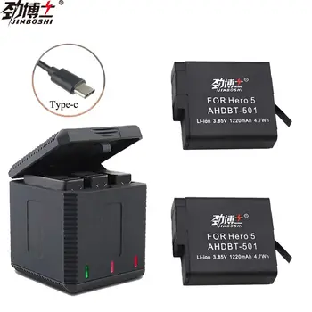 

Jinboshi For Go pro Hero 5 6 7 Li-ion Battery + Triple Charger for Gopro Hero5 hero6 hero 5 6 hero7 black Camera Accessories