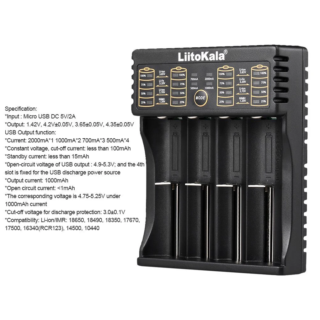 Liitokala Lii402 Lii202 Lii100 Lii-100B 18650 1,2 в 3,7 в 3,2 в AA/AAA 26650 NiMH литий-ионный аккумулятор интеллектуальное зарядное устройство 5 В 2A EU Plug