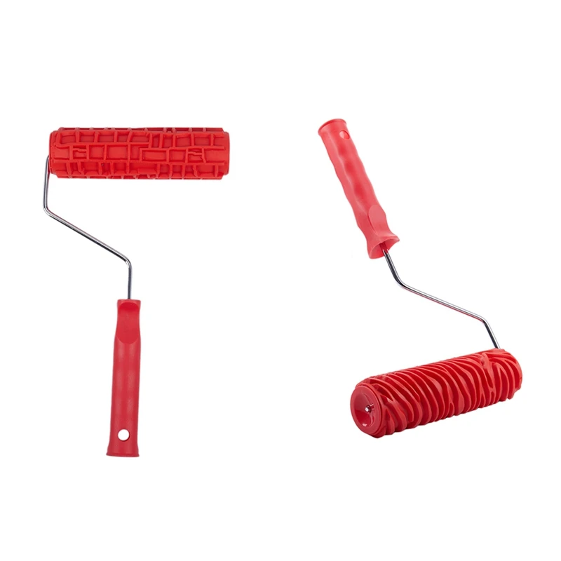 2Pcs 7 Inch Embossed Zebra Stripe Painting Roller with Handle for Wall