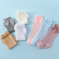 lawadka Baby Girl Socks Toddler Baby Bow Cotton Summer Mesh Baby Knee Socks Newborn Infant Non-slip Long Baby Boys Socks 0-2T 4