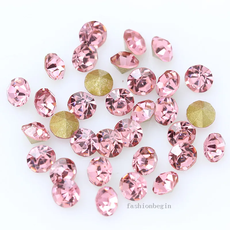 lt pink 144/1440p ss9 круглые цветные стразы с заостренным фольгированным дном, стеклянные стразы для украшения ногтей - Цвет: lt pink
