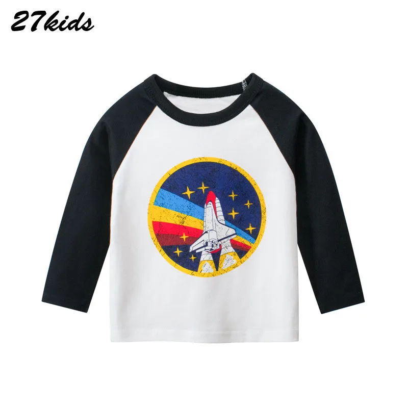 Футболка с длинными рукавами и рисунком самолета для детей 2 9 лет|Тройники| |