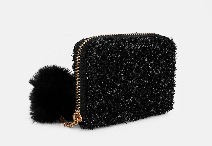 

2020 New arrive Womens handbag Vintage wallet Plush ball storage bag PU small bag