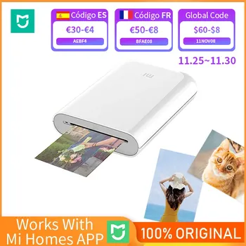 Xiaomi-impresora de fotos Mijia versión Global, Mini impresora de fotos de bolsillo portátil de 300dpi para teléfono inteligente, funciona con la aplicación Mi Homes