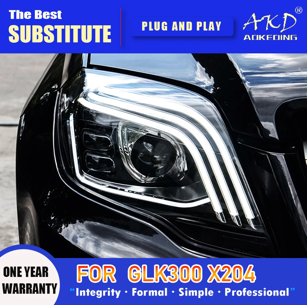 

AKD Head Lamp for Benz GLK300 LED Headlight 2008-2015 Headlights GLK260 X204 DRL Turn Signal High Beam Angel Eye Projector