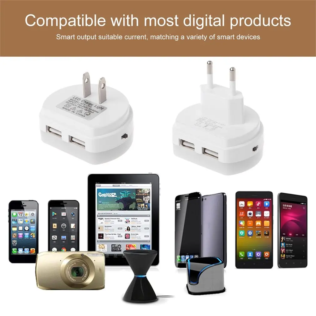 Светодиодный ночсветильник с двумя USB портами 5 В 1 А|Ночники| |