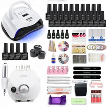 Набор для ногтей, 20 видов лаков для ногтей, набор с 350000 об/мин, машинка для сверления ногтей, лампа для ногтей, акриловый набор, инструменты для дизайна ногтей, набор для дизайна ногтей