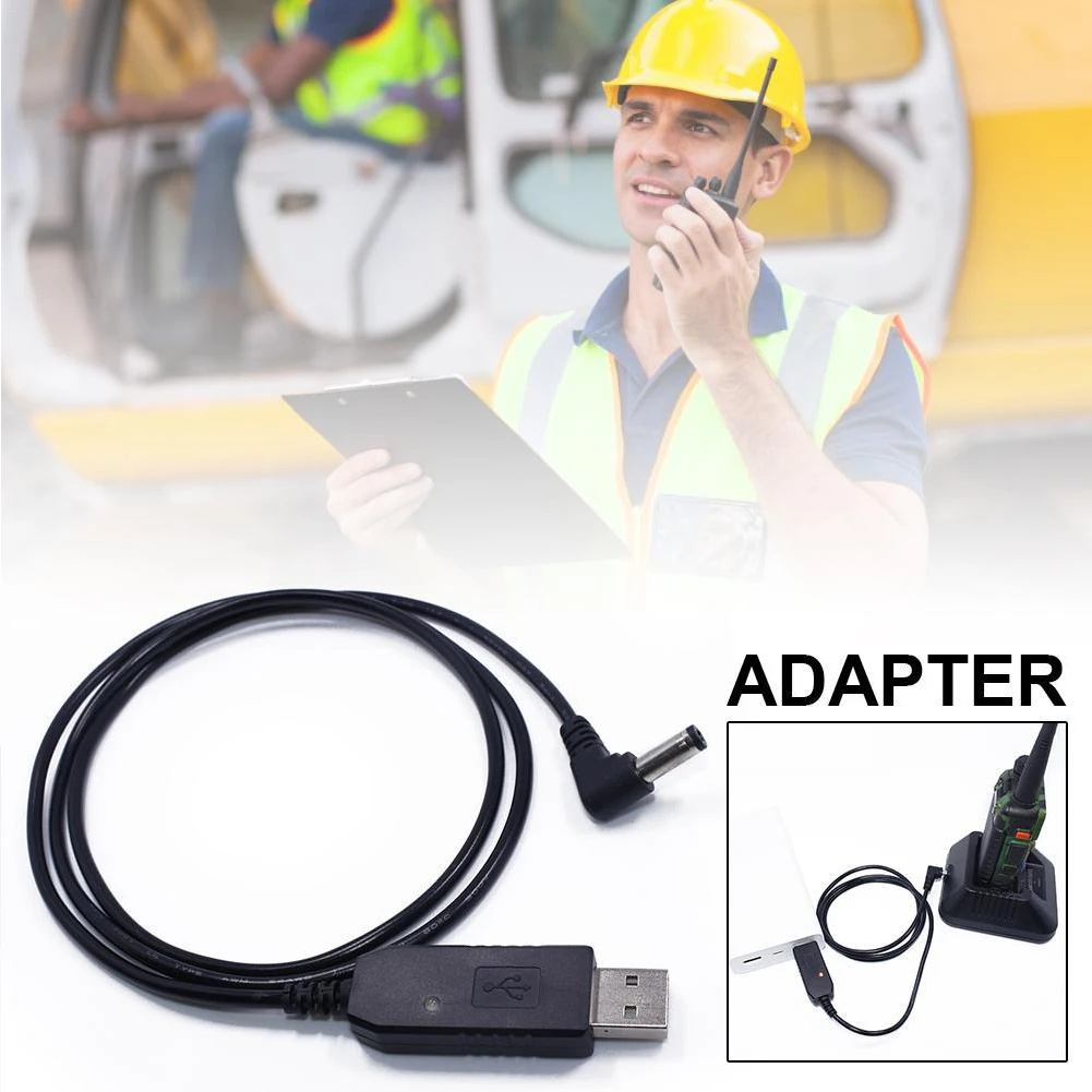 2PCS Charging Cable Connection Adapter Radio Input Portable Base Walkie Talkie Line Black USB Charger Flexible For Baofeng