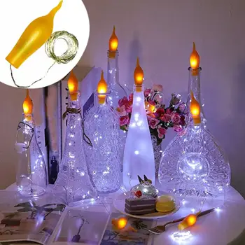 

10 LED Christmas string lights Flame candle cork light Room decoration гирлянда kurk met licht bottle lights #EO28