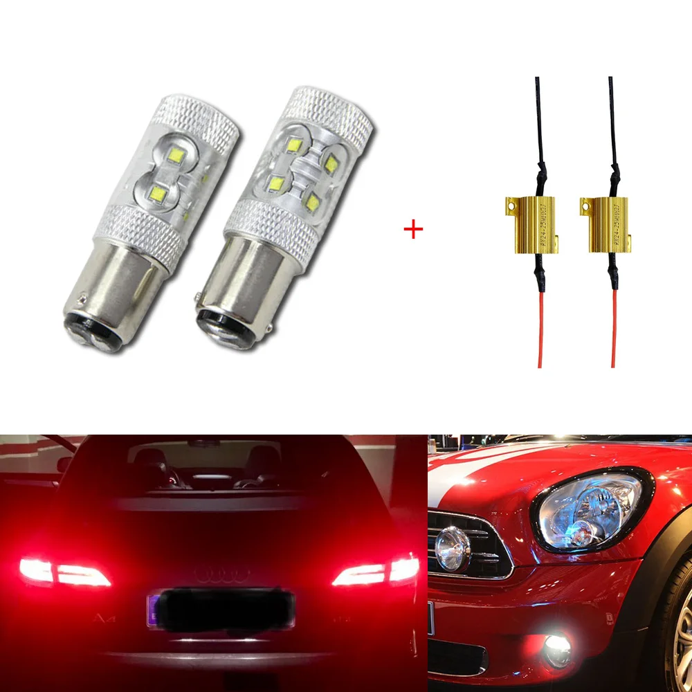 

2x 50w S25 1157 BA15D Led Light Bulb P21/5W Car Reverse Backup Light Brake Light Turn Parking Signal Lamp+2pcs load resistor