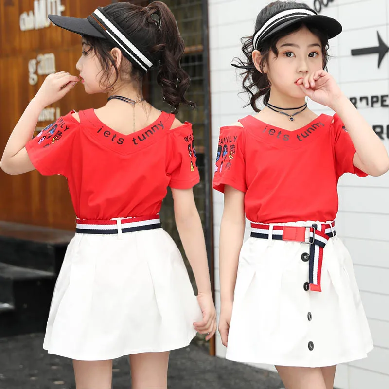 Summer New T-Shirt Clothing Set Short Skirt Girls Summer Clothing Two Piece Skirt Set