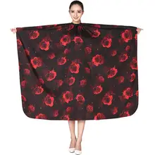 Фартук с цветочным принтом для взрослых, накидка из полиэстера для укладки волос, дизайнерские принадлежности для салонов, парикмахерских, парикмахерских, тканевых, фартуков для стрижки волос