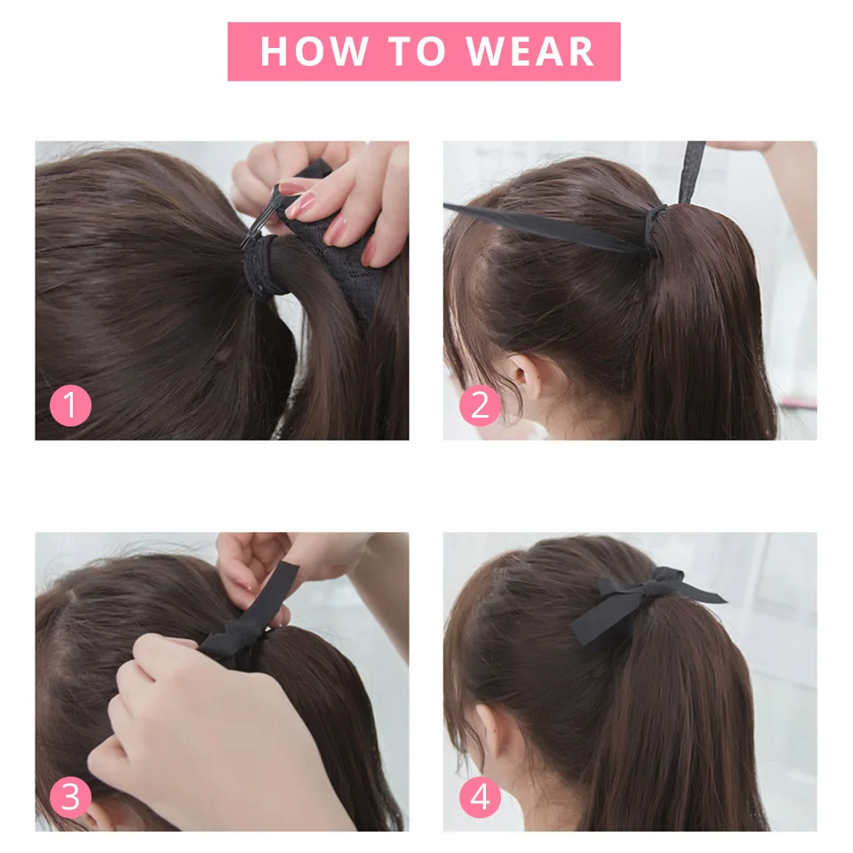 AISI BEAUTY, длинные прямые волосы для наращивания, синтетические, высокая температура, шелк, прямые, конский хвост, волосы, блонд, коричневый, черный, для женщин