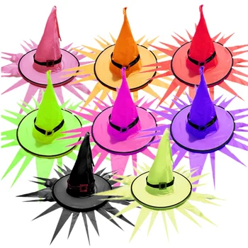 

Halloween Glowing Witch Hat LED Lights Cosplay Hanging Lights Hat Decoration, for Indoor and Outdoor Gardens, 8 Colors