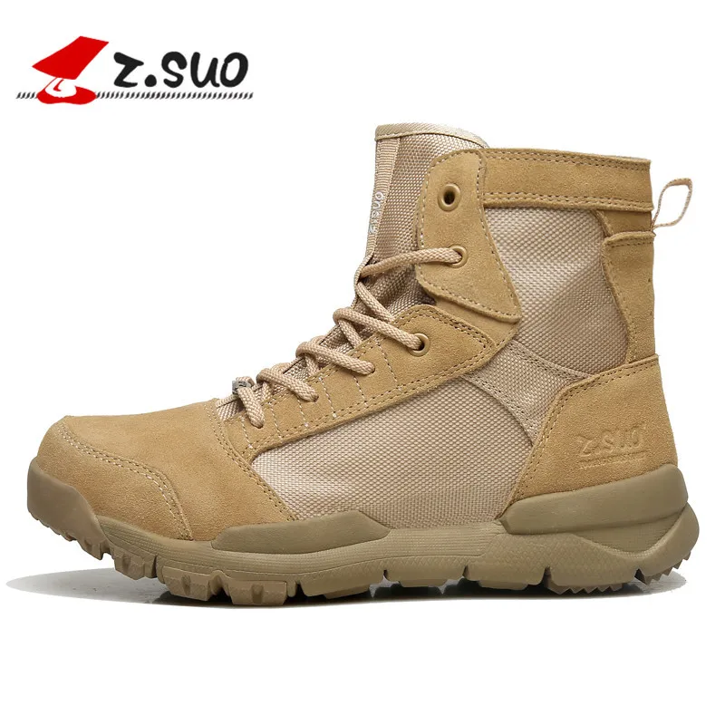 

ZSuo Hight-top Desert Boots Men's Summer Martin Boots Fashion MEN'S Leather Boots 07 Special Forces Combat Boots Men's England C