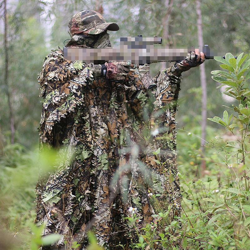 Men Women Kids Ghillie Suit Hunter Camouflage Clothes robe hunting clothes gilly suit Jungle Leave Clothing Hunting Suit ghillie suit