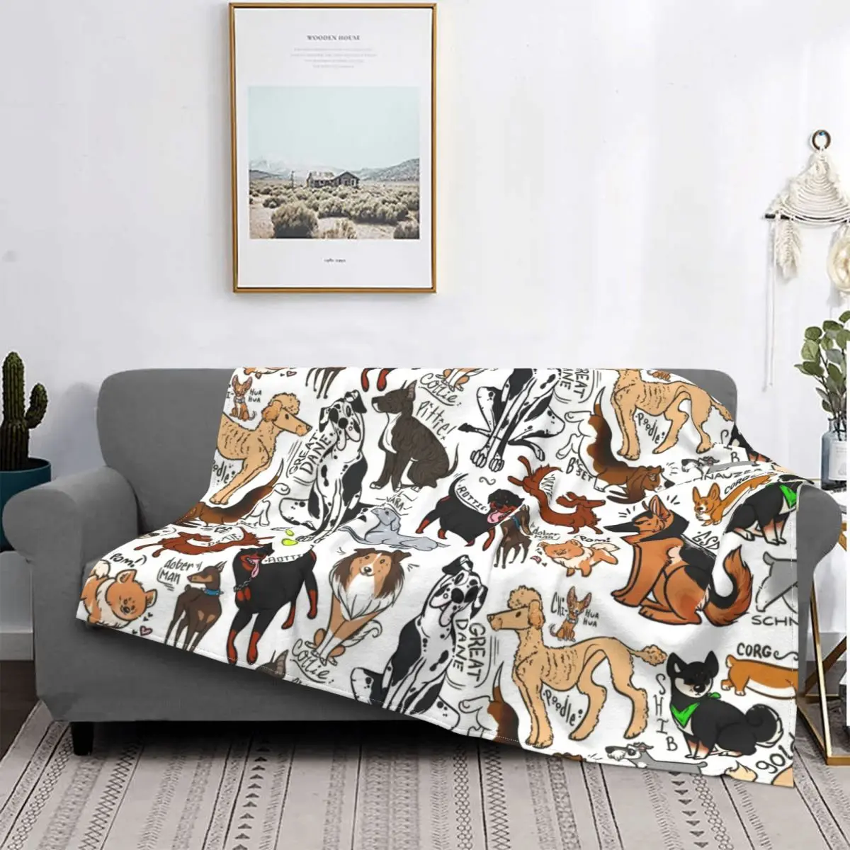 

Dog Everywhere Blanket Pet Puppy Animal Plush Warm SuperSoft Flannel Fleece Throw Blanket For Sofa Bedspread Velvet Travel Decor