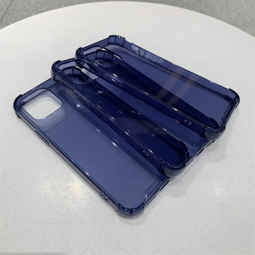 Elegant Navy Blue Clear Shockproof Phone Case - Soft TPU Back Cover