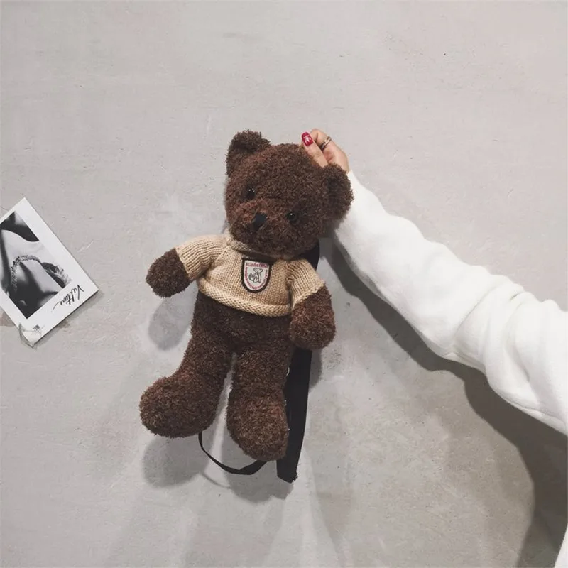 Cartoon teddy bear plush doll shoulder bag, shoulder messenger bag. Girl's favorite gift