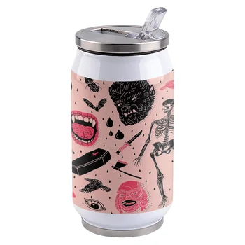 

Creative Coffee Mug Whole Lotta Horror Skull Bones Cup Thermal Straw Cup Double Stainless Steel Coke Cup Lid Water Bottle