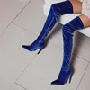 Women Pointed Toe Over The Knee Boots Women's Flock Thigh High Boots Winter Ladies Slim Super High Heels Female Shoes Big Size ► Photo 3/6