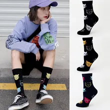 Носки Рождественские Зимние забавные Женские носочки хлопковые носки животный принт с милой кошкой женские зимние носки W1125