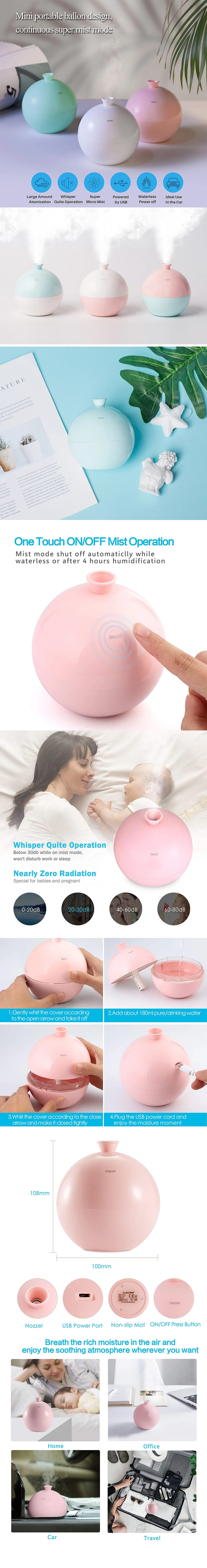 2019 Home Office Appliances DC 5V Ultrasonic Car Air Humidifier