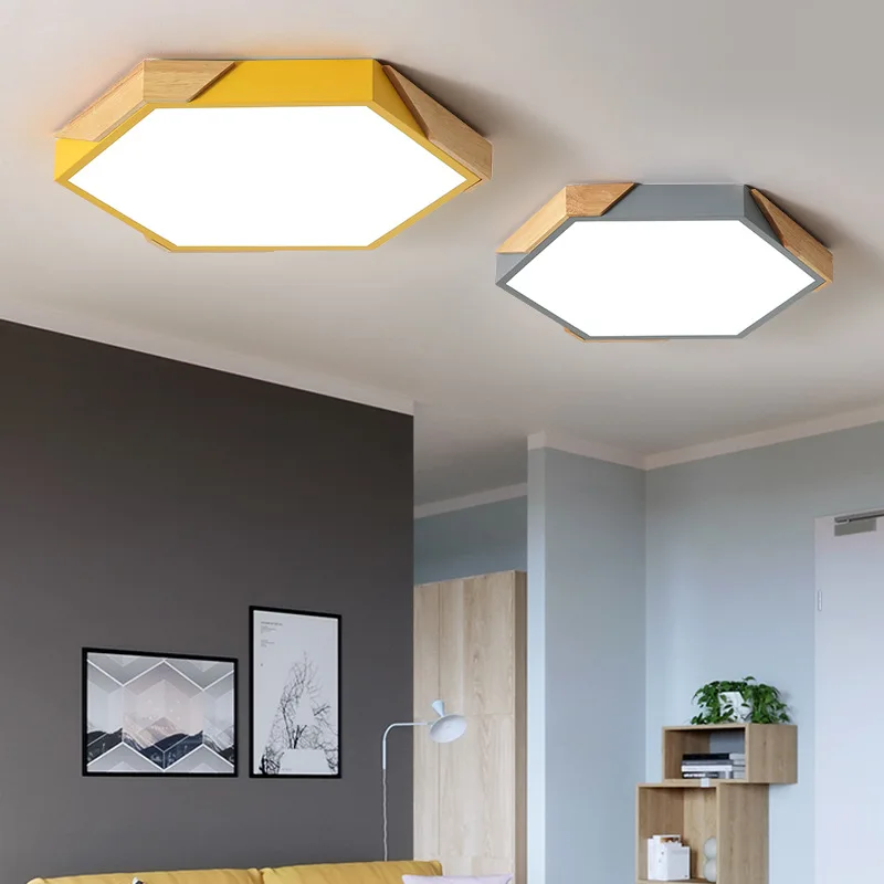 

Northern European-Style Solid Wood Bedroom Ceiling Lamp LED Simple Creative Macarons Glorious Room Special Shape Modern Library