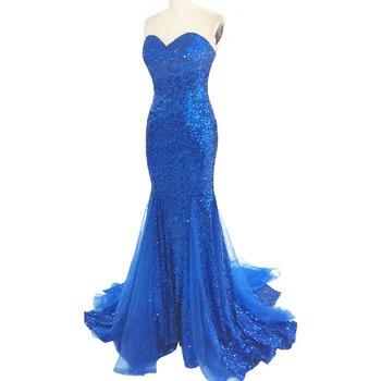 

Evening Dress Long Party Gowns Mermaid/Trumpet Sweetheart Backless Sweep/Brush Train Sequined Prom Dresses 2020