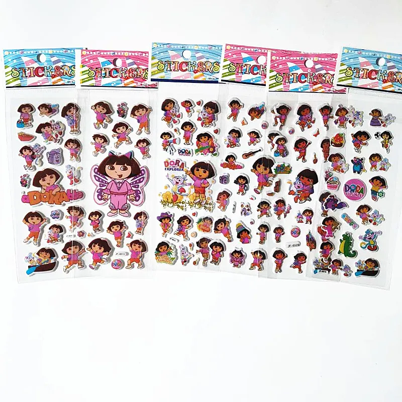 

6 Sheets Hot 3D Dora the Explore Cars Cartoon DIY Stickers Children Kid Educational Toys Birthday Gift Notebook Card Decors