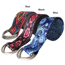 Ремни для йоги с d-образным кольцом, ремешок для фитнеса, цветной печатный регулируемый ремень для йоги, эластичный ремень для йоги, моющийся спортивный эластичный ремень, реквизит