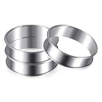 

10 Pcs Double Rolled Tart Rings Stainless Steel Muffin Rings Crumpet Rings Round Tart Rings for Home Food Baking Tools