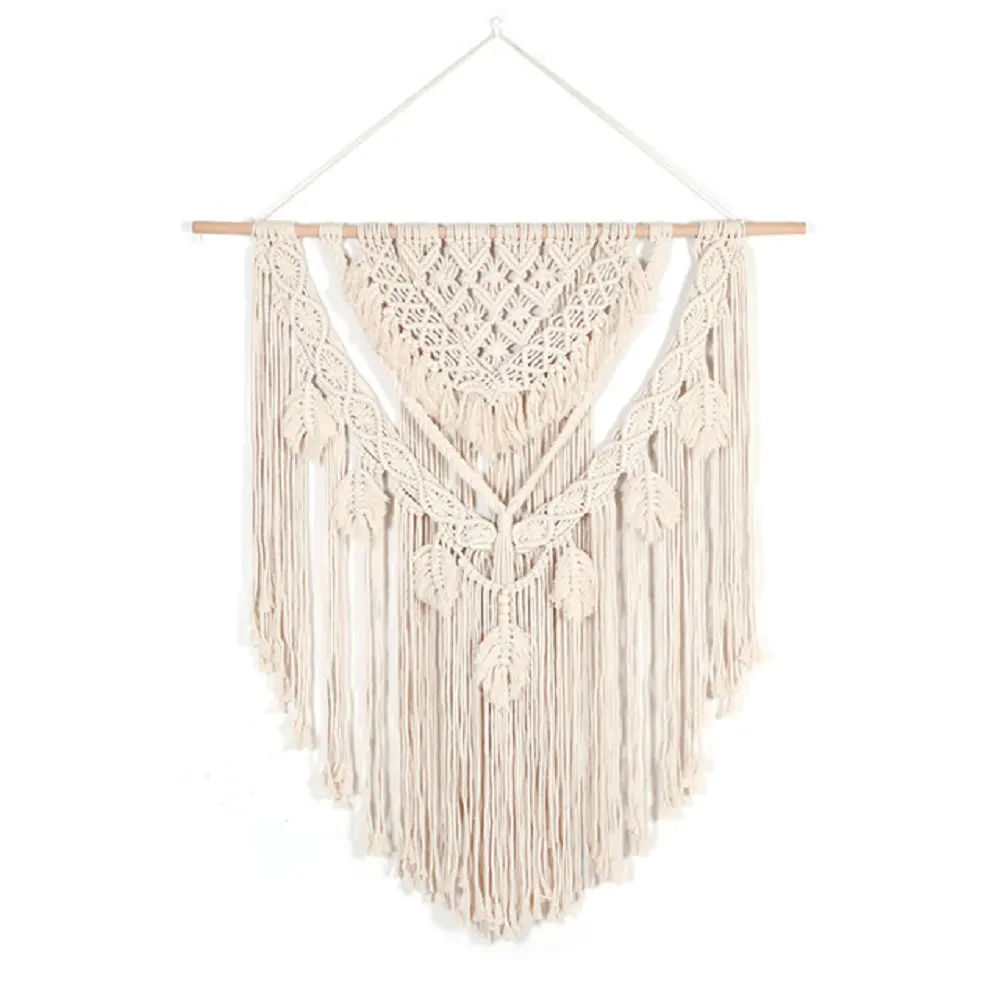 

Macrame BOHO Tapestry with Tassel Cotton Rope Handwoven Wall Hanging Tapestries for Living Room Bedroom Home Decoration