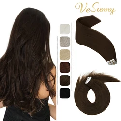 VeSunny Tape In Hair Extensions Human Hair Blonde Tape Hair Extensions Real Hair Seamless Skin Weft Extensions Black 50g/20pcs