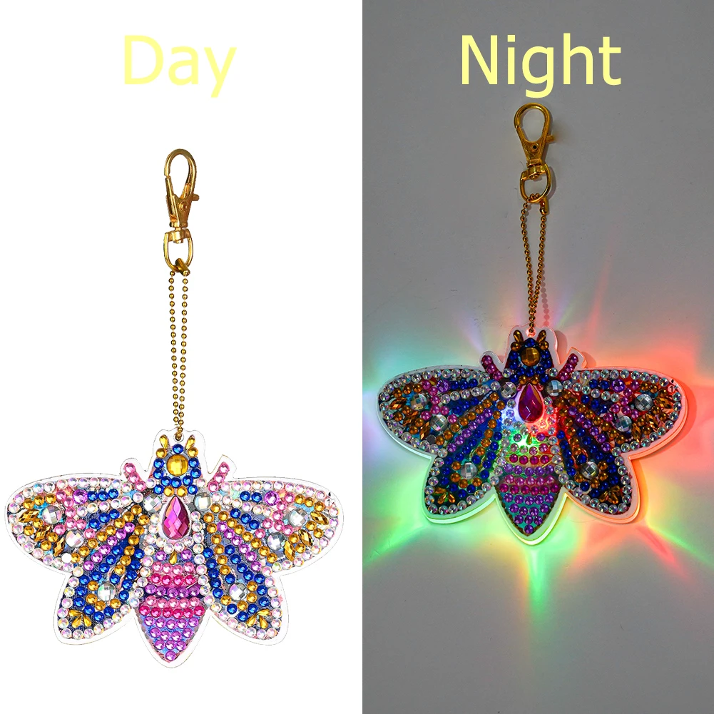 5D Diamond Painting Keychain Keyring DIY Mosaic Picture Of Rhinestone Craft Gift Pat Luminous Key Ring Pendant Decor Accessories 