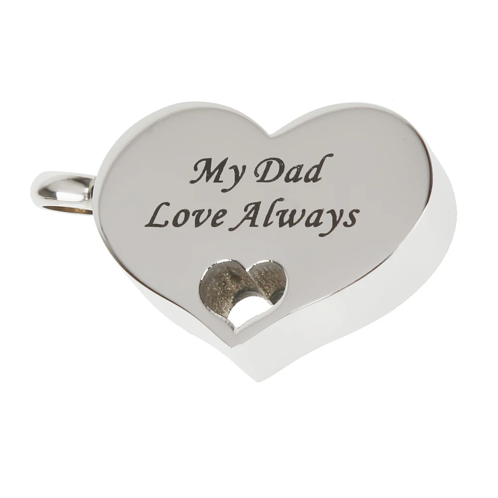 my dad love always Heart Shape Cremation Keepsake Memorial Ash Urn Pendant