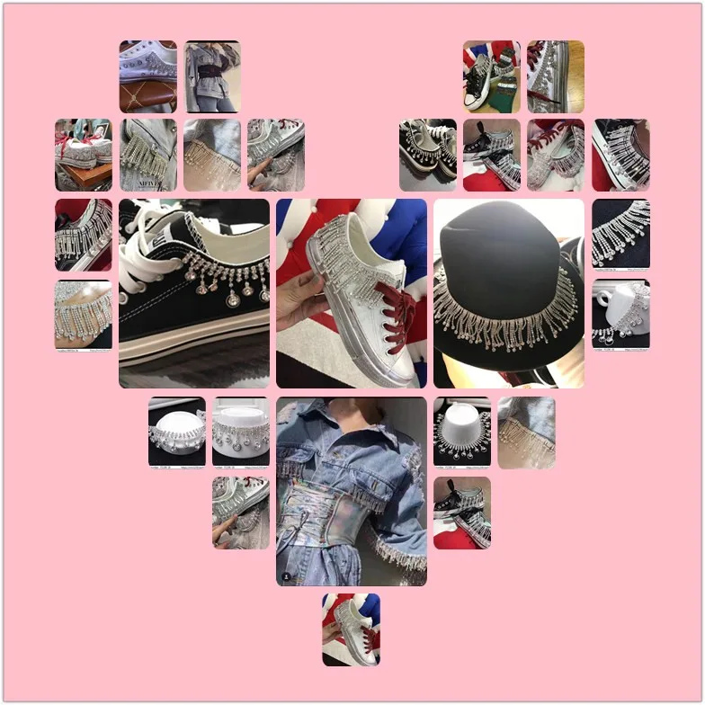 1 ярд красивые Стразы Кристалл Серебряные кисточки тональный кулон цепочка