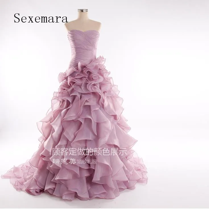 Vestidos longo модное милое длинное актуальное платье верх из органзы и кружева с оборками для невесты платья для матери невесты